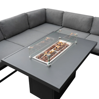 Ash Grey Modular Outdoor Lounge Set with Fire Pit
