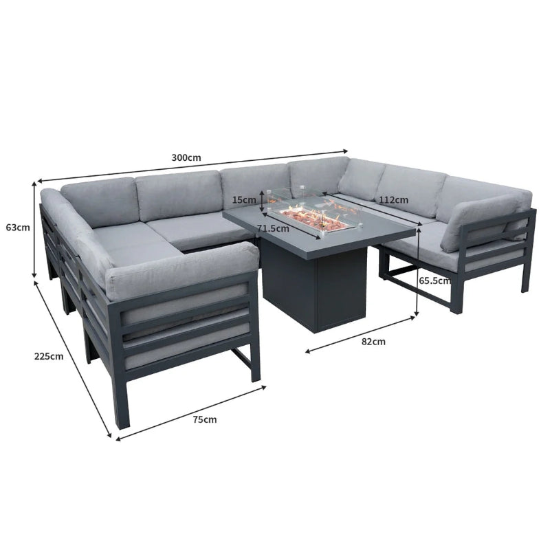 Ash Grey Modular Outdoor Lounge Set with Fire Pit
