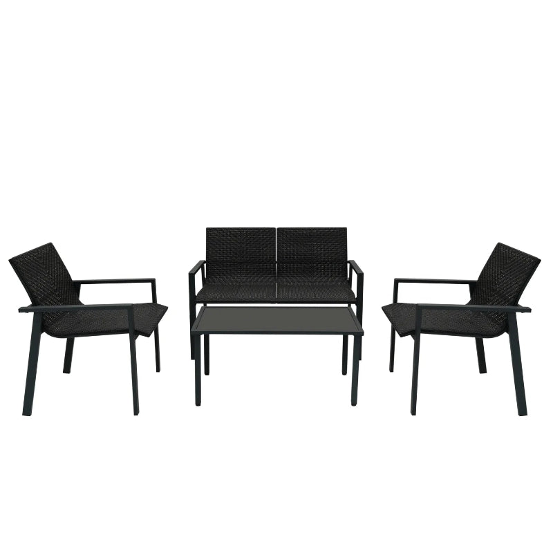 Black Rattan Patio Furniture Set