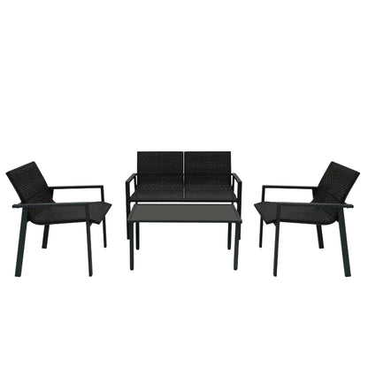 Black Rattan Patio Furniture Set