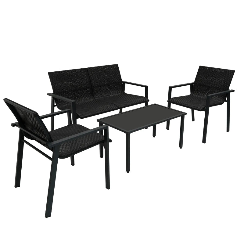 Black Rattan Patio Furniture Set