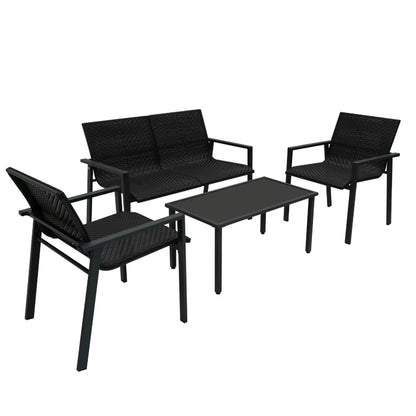 Black Rattan Patio Furniture Set