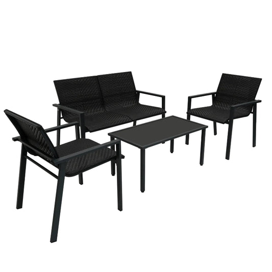 Black Rattan Patio Furniture Set