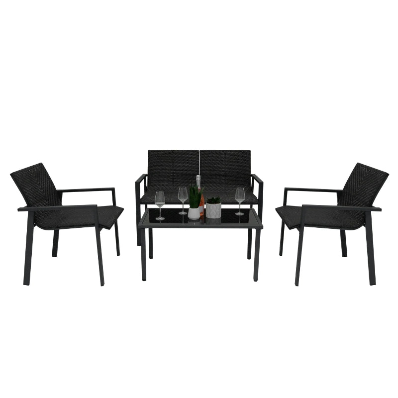Black Rattan Patio Furniture Set