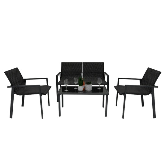 Black Rattan Patio Furniture Set