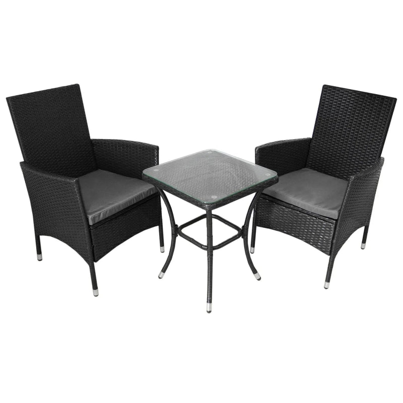 Classic Black Rattan Bistro Set
