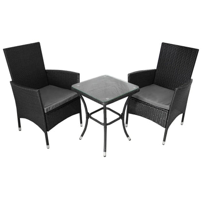 Classic Black Rattan Bistro Set