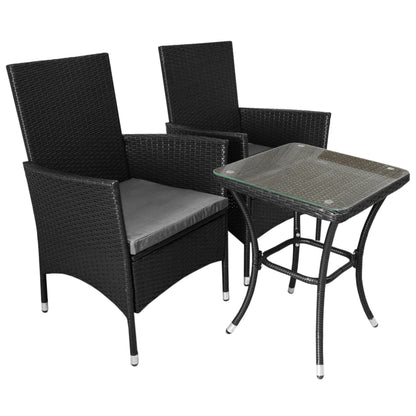 Classic Black Rattan Bistro Set