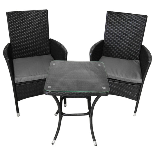 Classic Black Rattan Bistro Set