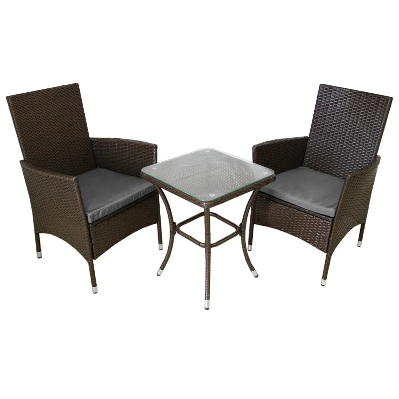 Rattan Bistro Set Brown