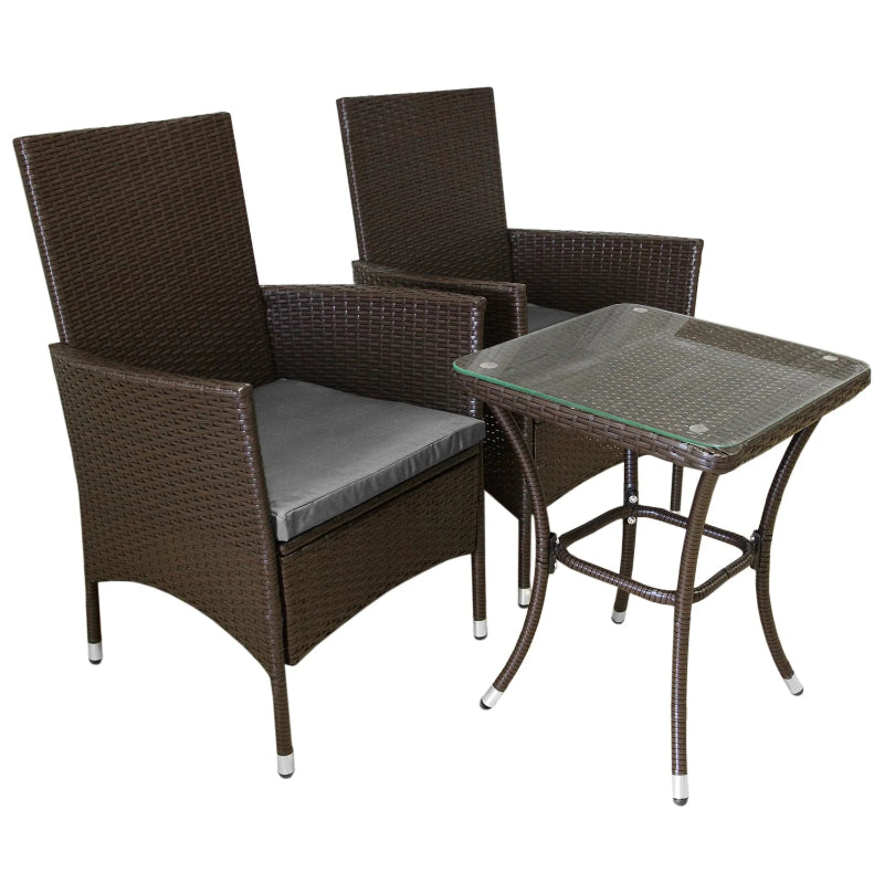 Rattan Bistro Set Brown