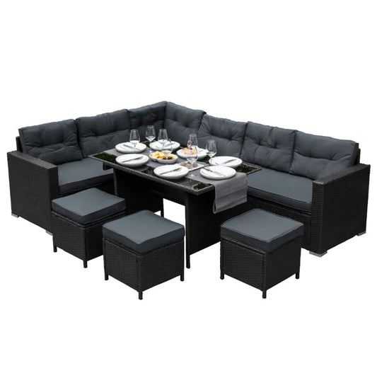 Urban Core Modular Black Rattan Sofa Set