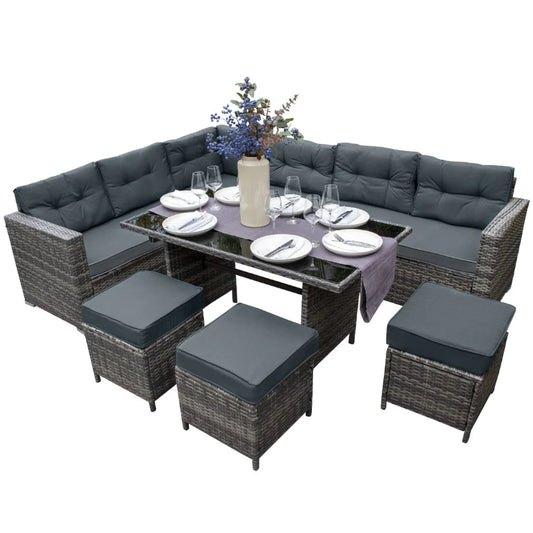 Grey Rattan Corner Sofa Set for Modern Outdoor Living