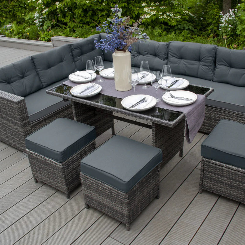 Grey Rattan Corner Sofa Set for Modern Outdoor Living