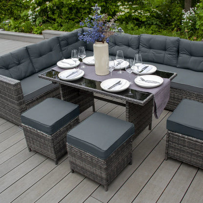 Grey Rattan Corner Sofa Set for Modern Outdoor Living