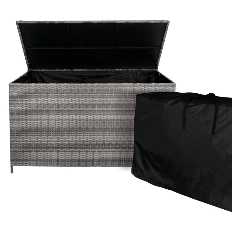 Weatherproof 582L Grey Rattan Storage Chest for Cushions