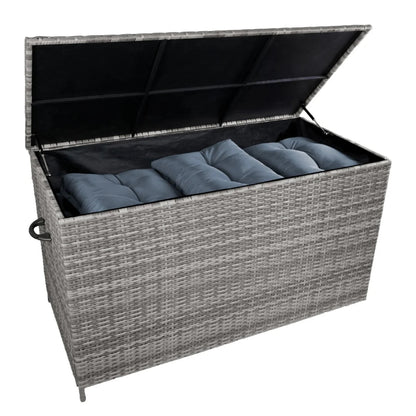 Weatherproof 582L Grey Rattan Storage Chest for Cushions