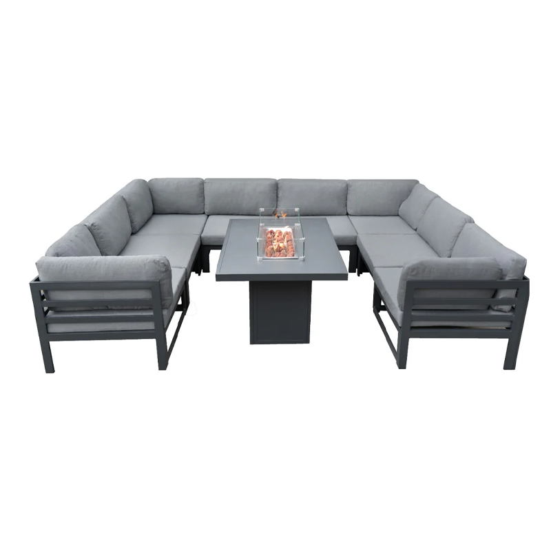 Ash Grey Modular Outdoor Lounge Set with Fire Pit
