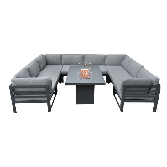 Ash Grey Modular Outdoor Lounge Set with Fire Pit